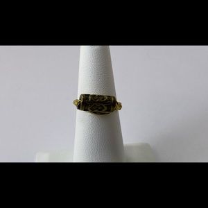 Handmade Jewelry Metal Bead Ring Gold Tone Wire